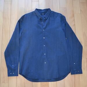 Theory Button Down Shirt Linen Blend Blue Size XL